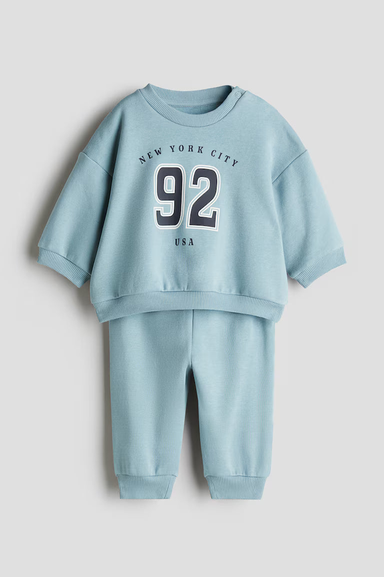 2-piece printed brushed-inside sweatshirt set