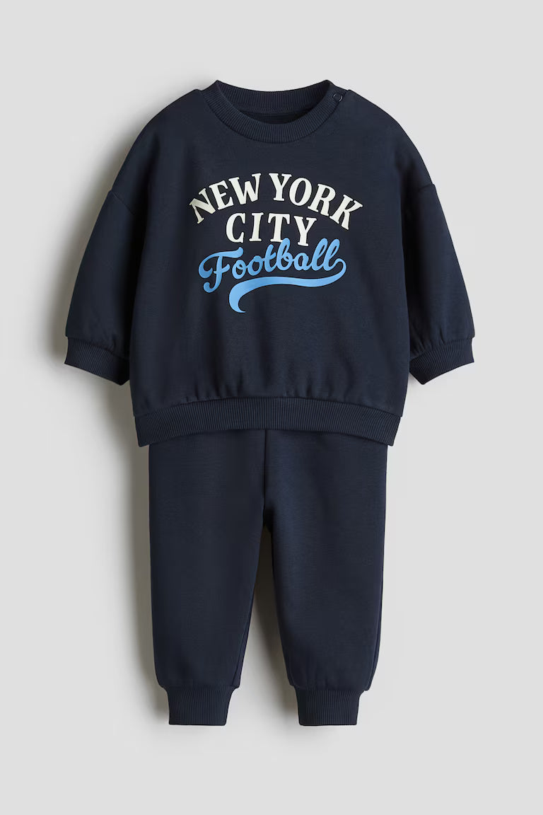 2-piece printed brushed-inside sweatshirt set